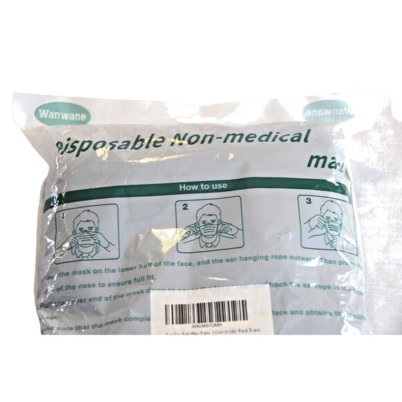 100 PCS Disposable Face Mask Non Medical Surgical 3 Ply Ear loop Masks - Picture 4 of 5